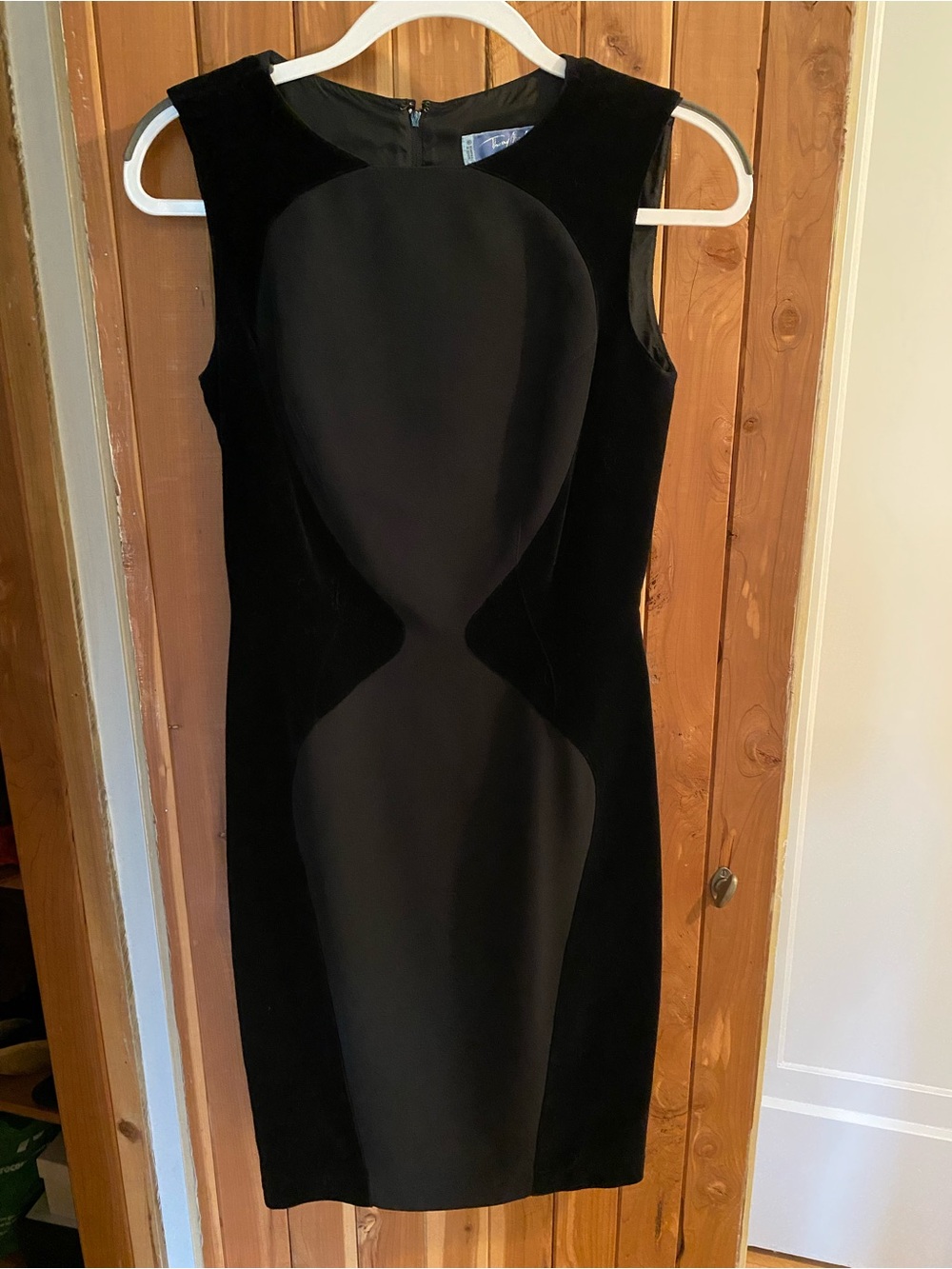 Thierry Mugler 90s Black Sculpted Velvet Sheath Dress